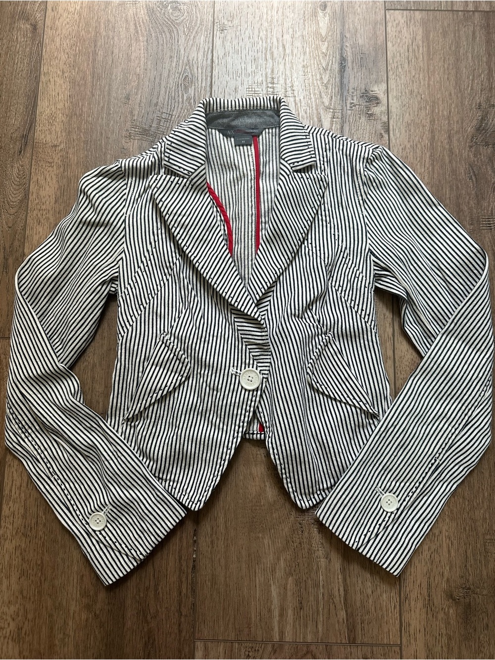 Armani Exchange Black and White Striped Blazer